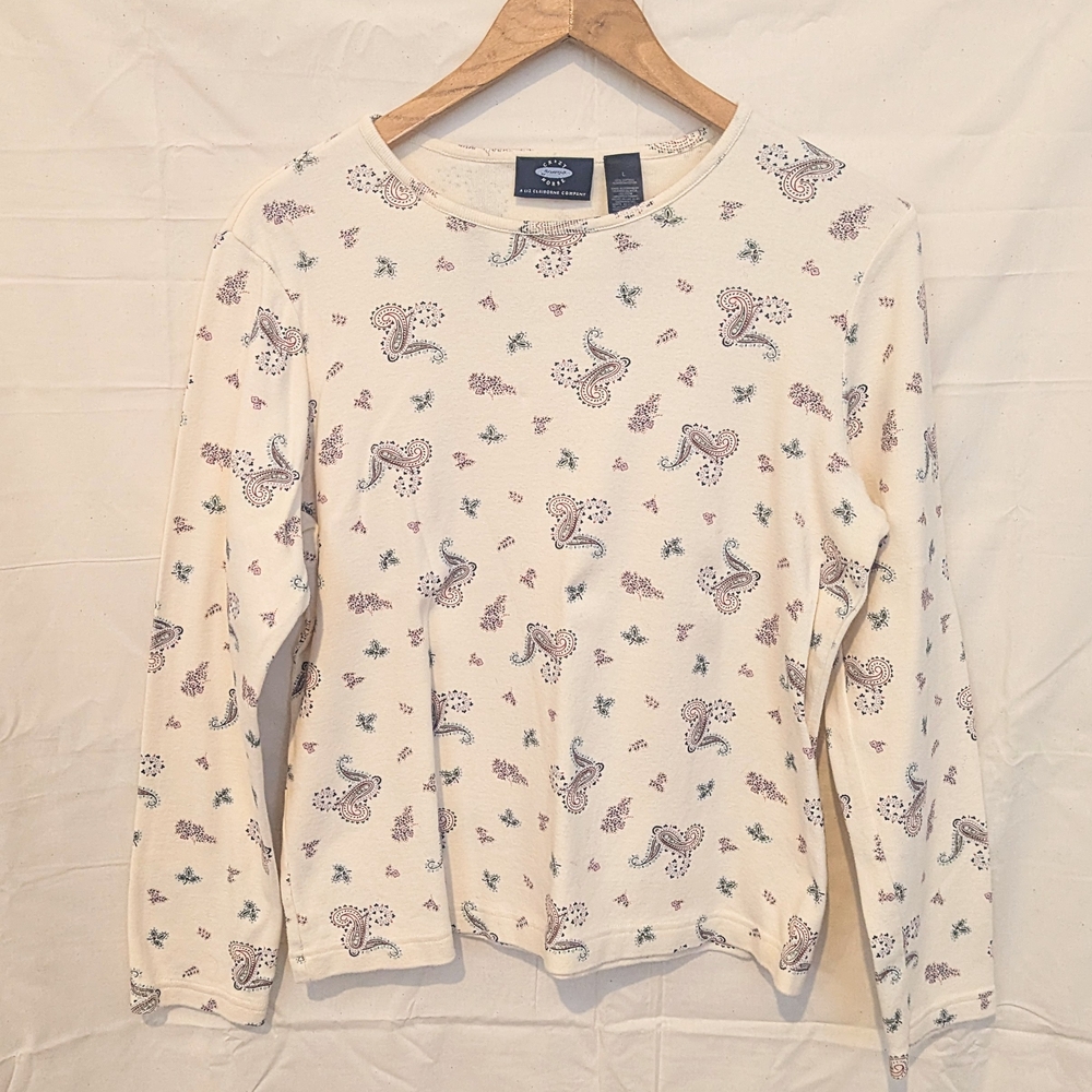 Crazy Horse Cream Paisley Long Sleeve Top